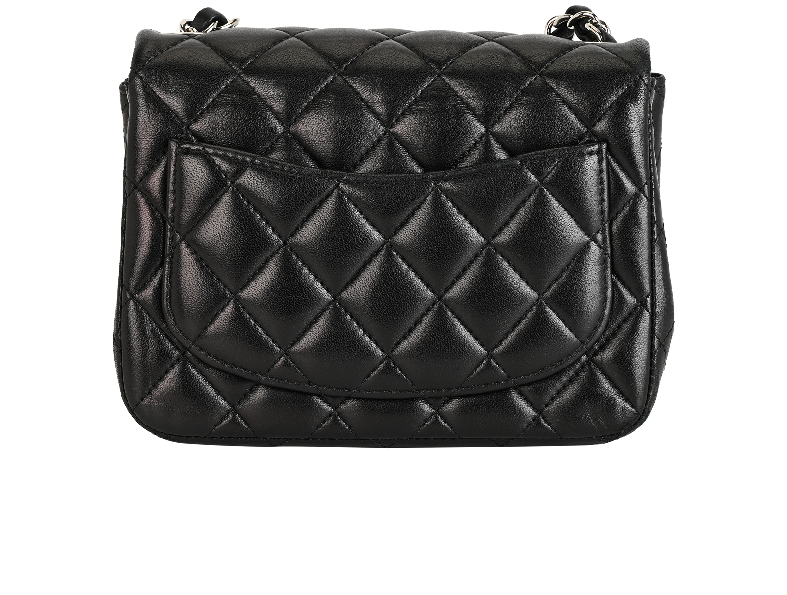 Mini Classic Square Single Flap, &pound;2,600, Handbags, Black, Lambskin Leather, Back view
